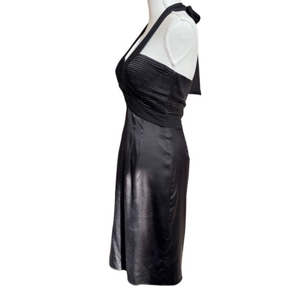 BCBGMaxazria Women’s Size 4  Black Silk Halter Midi Dress - Picture 15 of 16